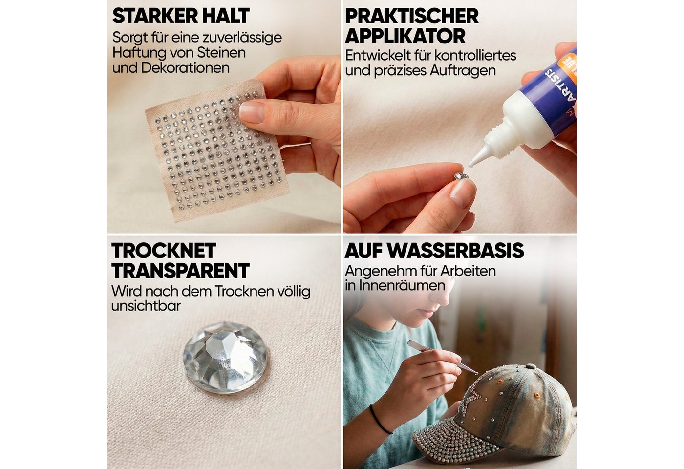 7 Artists Bastelkleber Strassstein Kleber Schmucksteinkleber Transparent 80ml - Wasserfester, Schmucksteinkleber Bild 3