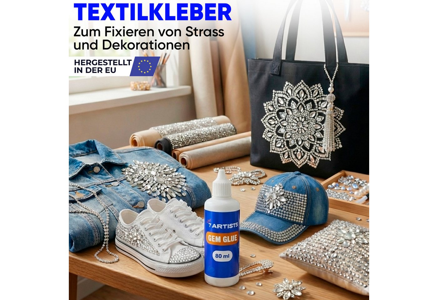 7 Artists Bastelkleber Strassstein Kleber Schmucksteinkleber Transparent 80ml - Wasserfester, Schmucksteinkleber Bild 5