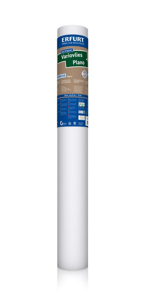 ERFURT Vliestapete Erfurt Variovlies Plano Superweiss 20 m x 0,75 m weiße Tapete, glatt, Made in Germany Bild 4