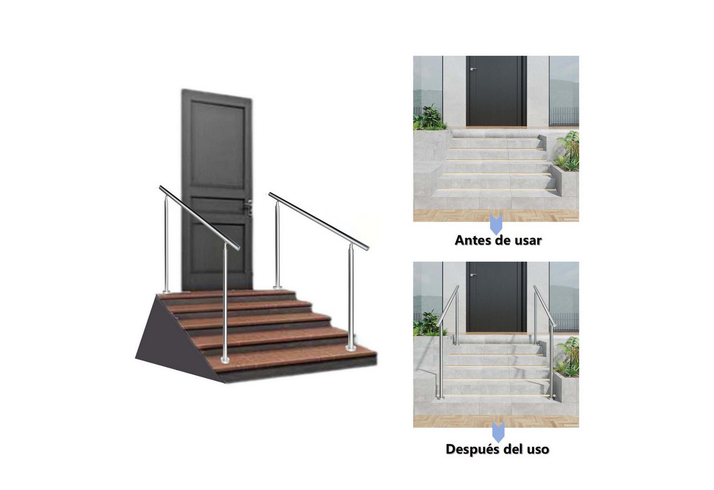 duschspa Handlauf Edelstahl Geländer Treppengeländer für Innen & Außen mit 0 Querstreben, 120 cm Gesamtlänge Bild 2