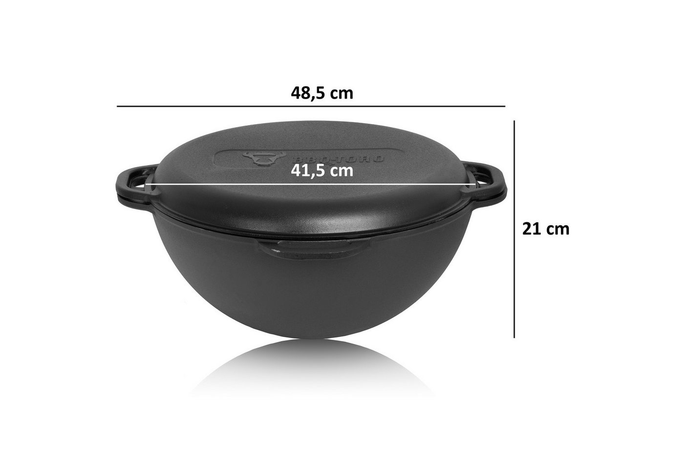 BBQ-Toro Feuerstelle Gusseisen Kazan 16 L mit Kazan Ofen Ø 44 cm, Gusstopf mit Deckel