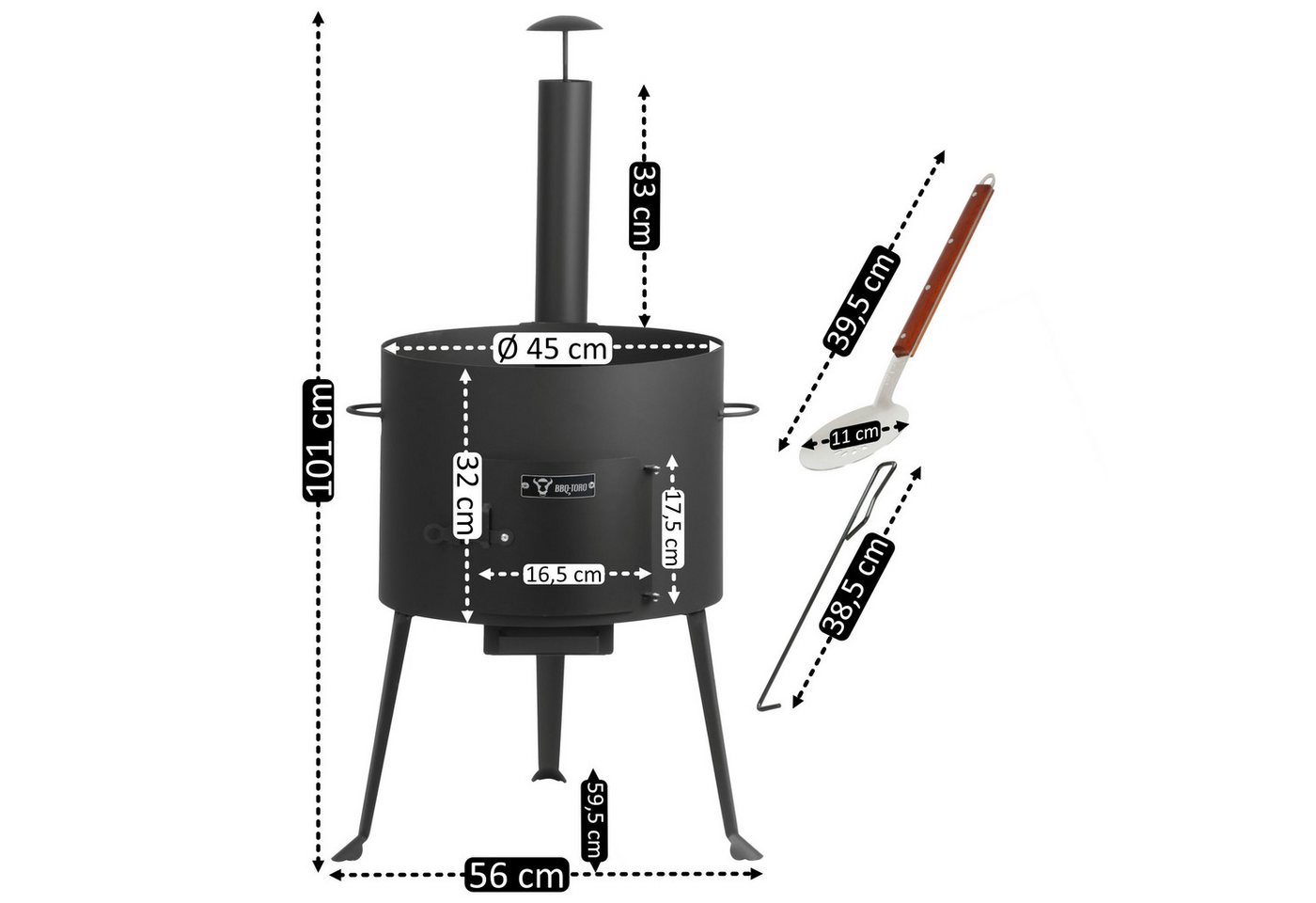 BBQ-Toro Feuerstelle Gusseisen Kazan 16 L mit Kazan Ofen Ø 44 cm, Gusstopf mit Deckel Bild 4
