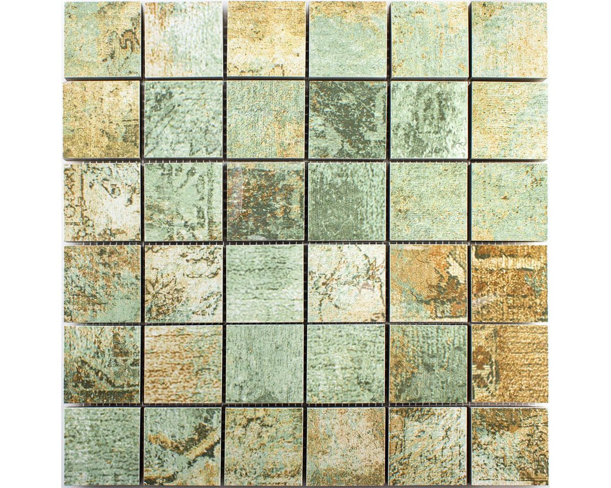Mosafil Mosaikfliesen Keramikmosaik Fliesen Moonlight Braun Grün 47x47mm, Feinsteinzeug 29.500x29.500, grün, Rutschfest Bild 2