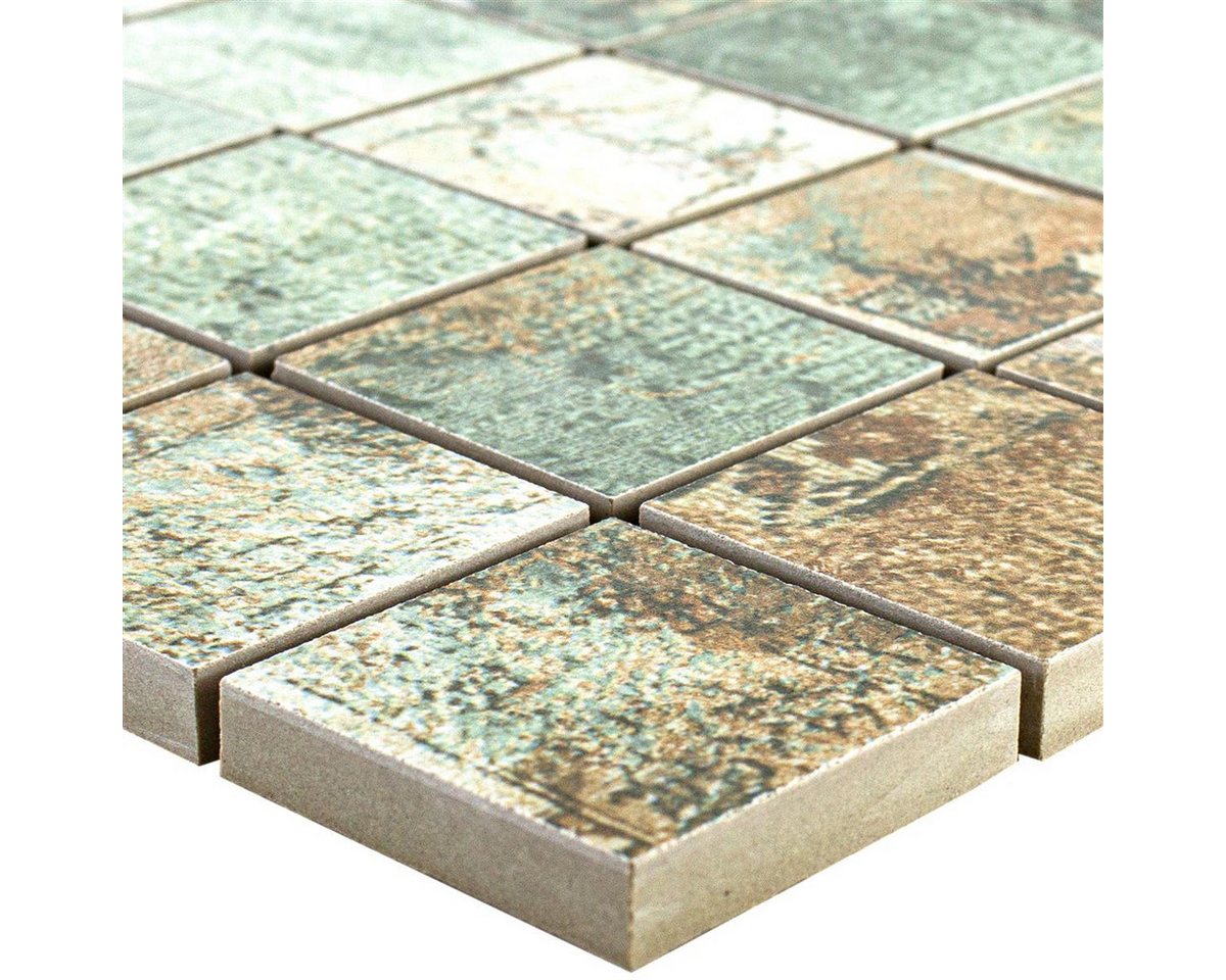 Mosafil Mosaikfliesen Keramikmosaik Fliesen Moonlight Braun Grün 47x47mm, Feinsteinzeug 29.500x29.500, grün, Rutschfest Bild 3