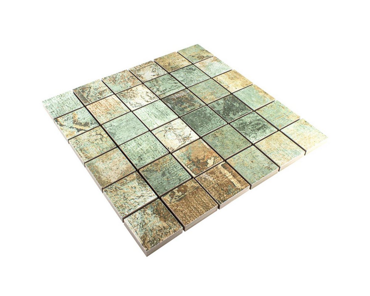 Mosafil Mosaikfliesen Keramikmosaik Fliesen Moonlight Braun Grün 47x47mm, Feinsteinzeug 29.500x29.500, grün, Rutschfest Bild 4