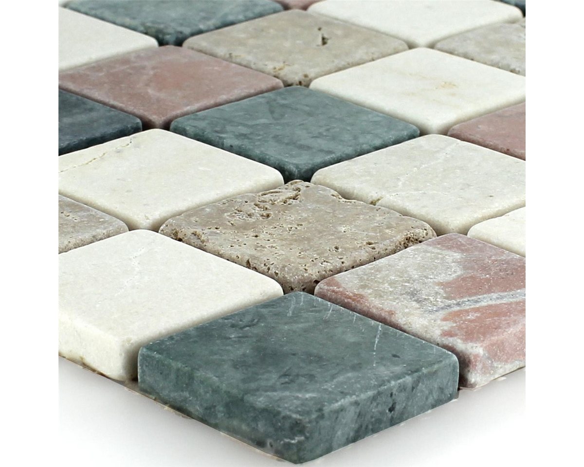 Mosafil Mosaikfliesen Naturstein Marmor Mosaikfliesen Molat Cotto Beige Grün Noce, Marmor 30.500x30.500, grün, Rutschfest