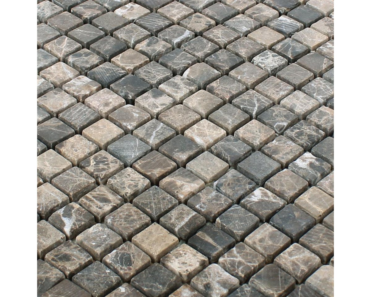 Mosafil Mosaikfliesen Mosaikfliesen Marmor Naturstein Waranya, Naturstein-Marmor 30.500x30.500, braun-castanao, Verlegefertig auf ein Netz geklebt - Frostsicher - Wasserfest -