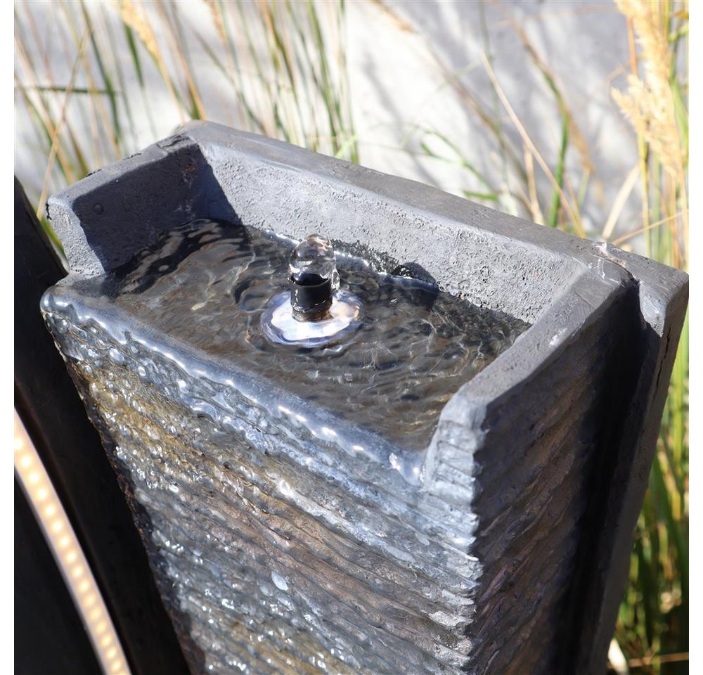 Wacredo Gartenbrunnen Premium Wasserspiel Komplettset Gambia, Wasserbecken BxT: 52x23.5 cm, Gesamtmaße: 52 x 23,5 x 119cm (L x B x H)