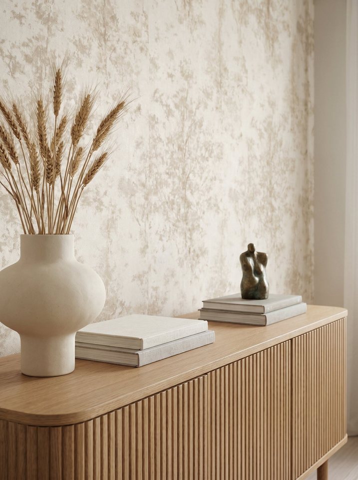 Newroom Vliestapete Jelmira Beige Creme Tapete Vliestapete Blumen, Floral, Blumenranke, strukturiert, Mustertapete Bild 3