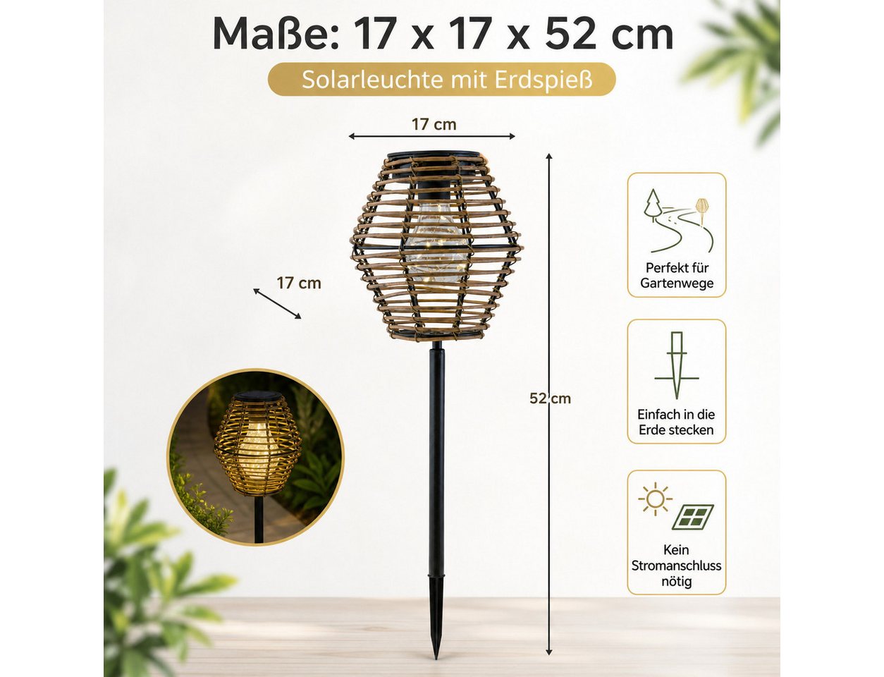 ReWu Solarmodul Gehlmann Variante Solarlampen mit Kunststoffstecker Bild 5