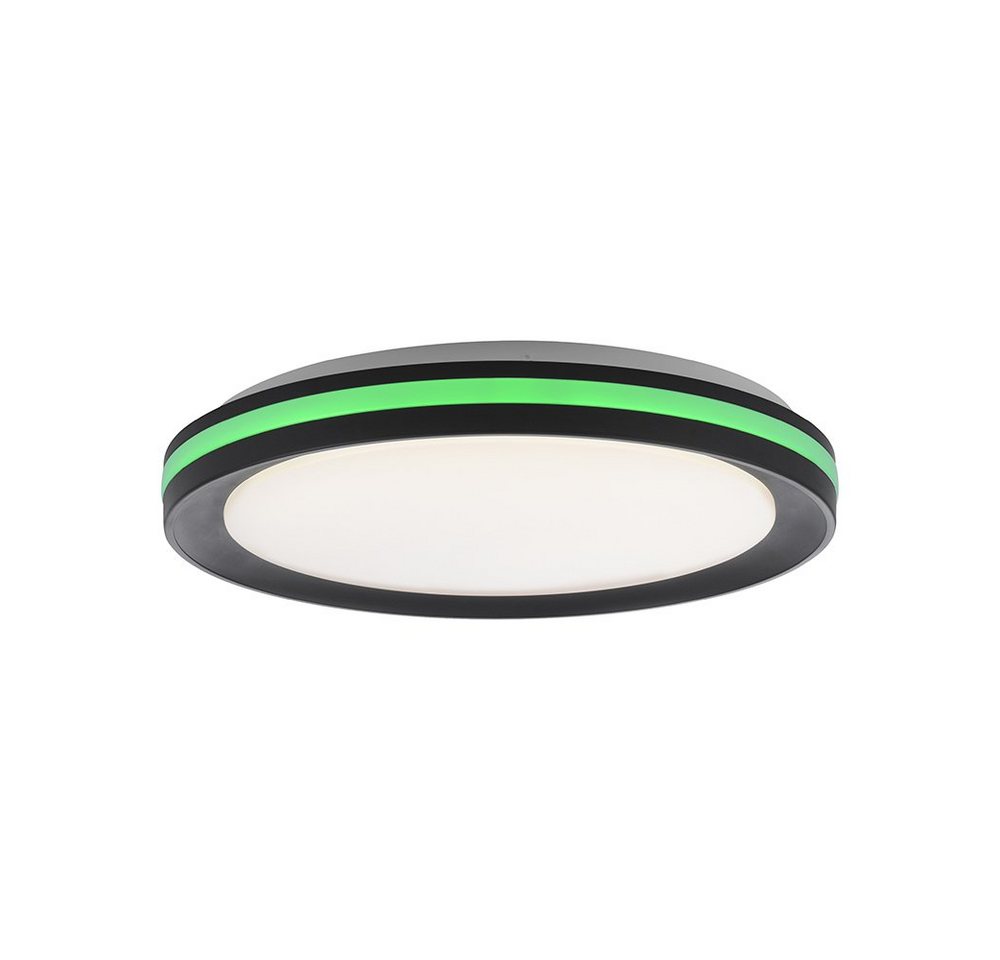 SellTec LED Deckenleuchte LED Deckenleuchte GANGES, 1xLED-Board/17W/2700-5000K, 1xLED-Board/3W/RGB, warmweiß bis tageslichtweiß, 40 cm rund schwarz RGB CCT Lichtwechsel Bild 3