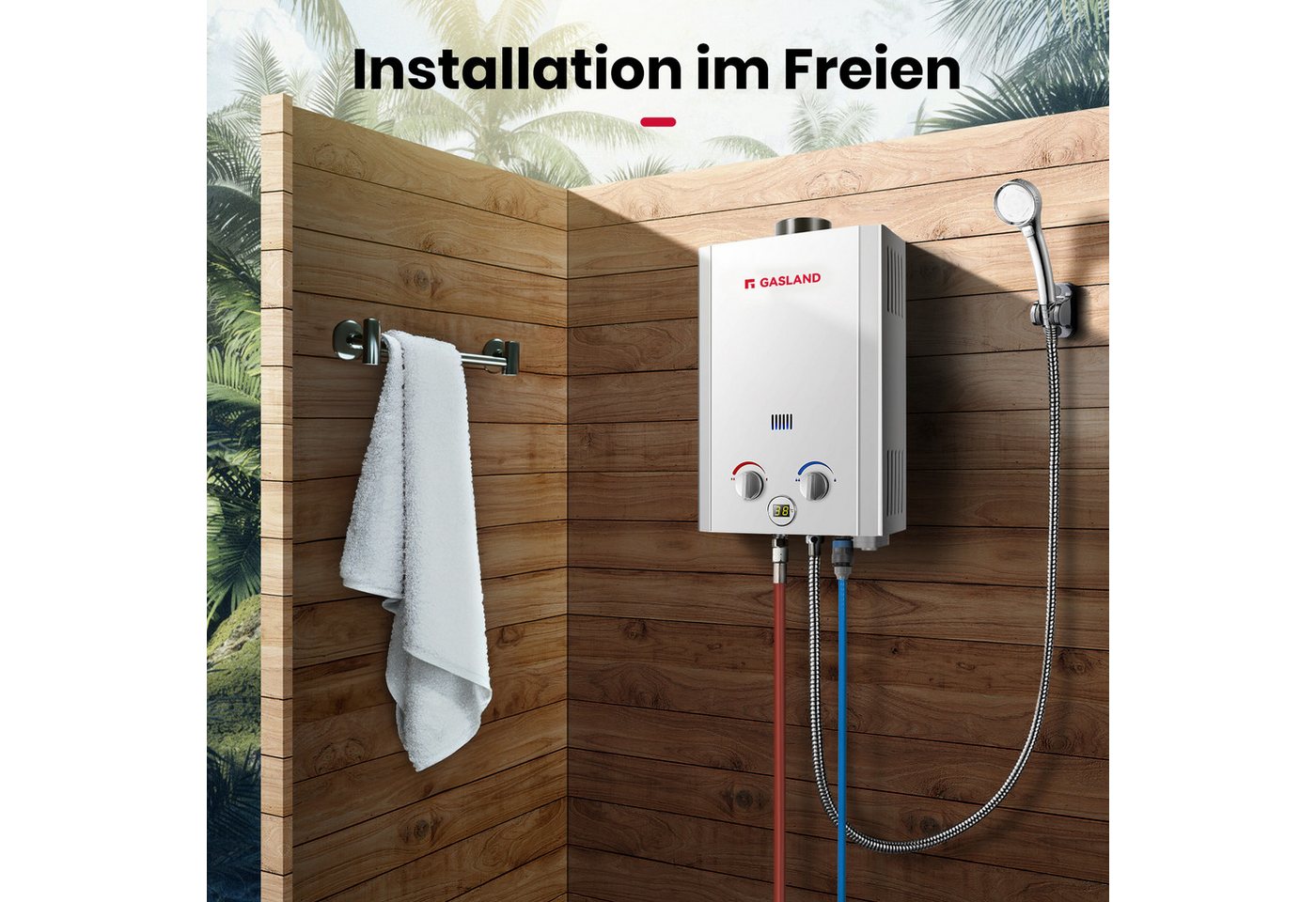 GASLAND Durchlauferhitzer BE264, 50 mbar, 10L Propan Durchlauferhitzer, Gastherme für Campingdusche, Wohnmobil Bild 2