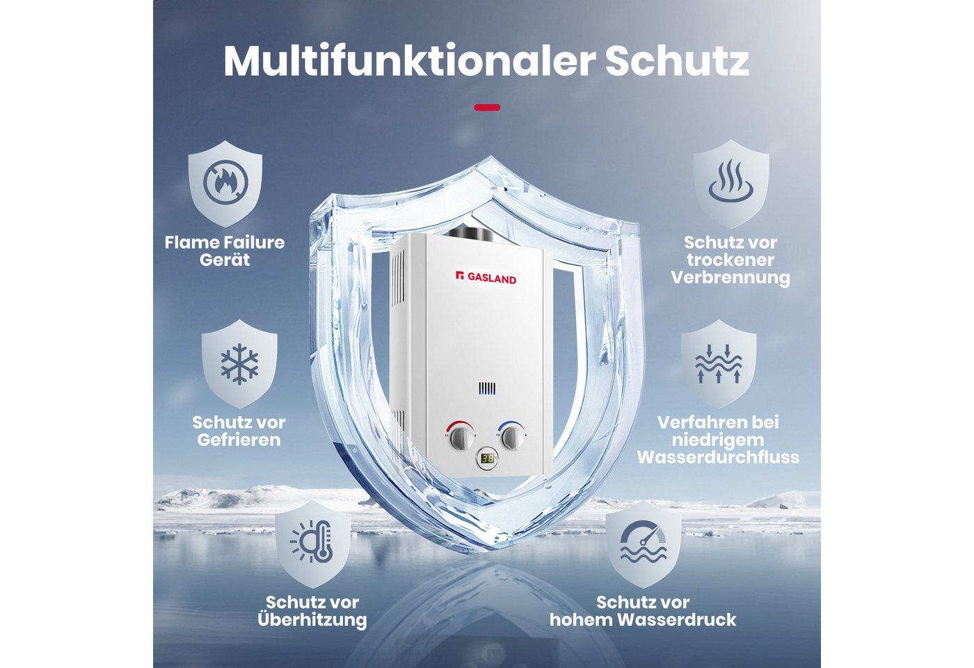 GASLAND Durchlauferhitzer BE264, 50 mbar, 10L Propan Durchlauferhitzer, Gastherme für Campingdusche, Wohnmobil Bild 3