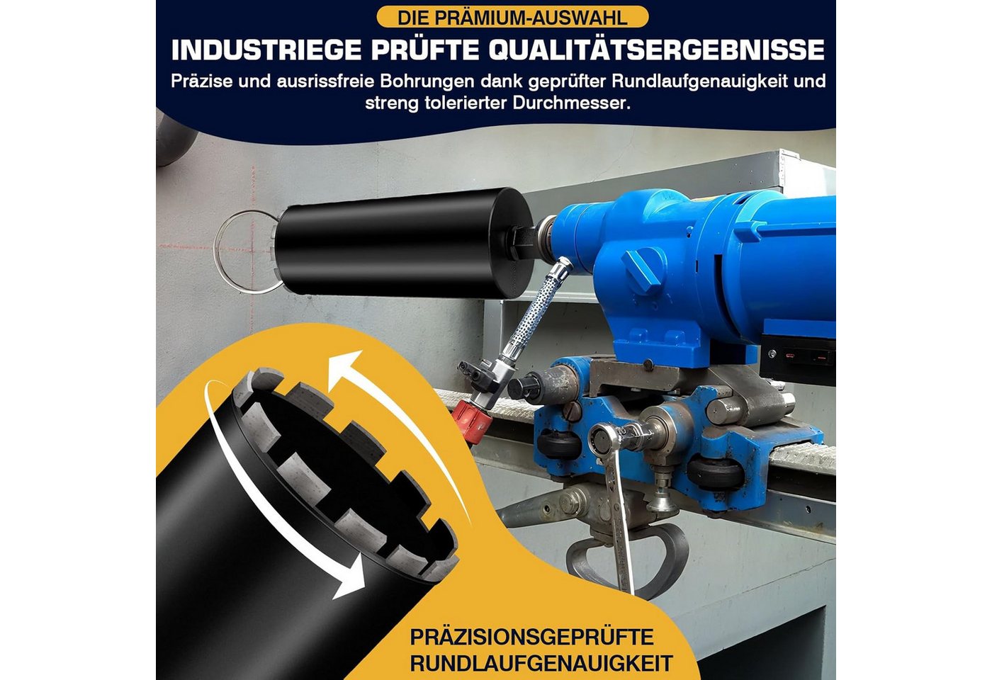 XERSEK Lochsäge Diamantbohrkrone mit SDS Max Kernbohrer Dosensenker Bohrkronen L 460mm, Ø 32 mm, Diamant Bohrkrone für Kernbohrgeräte, 10 mm Turbo Kernbohrkrone, Nassbohrkrone Trockenbohrkrone zum Beton, Stahlbeton, Mauerwerk, Stein