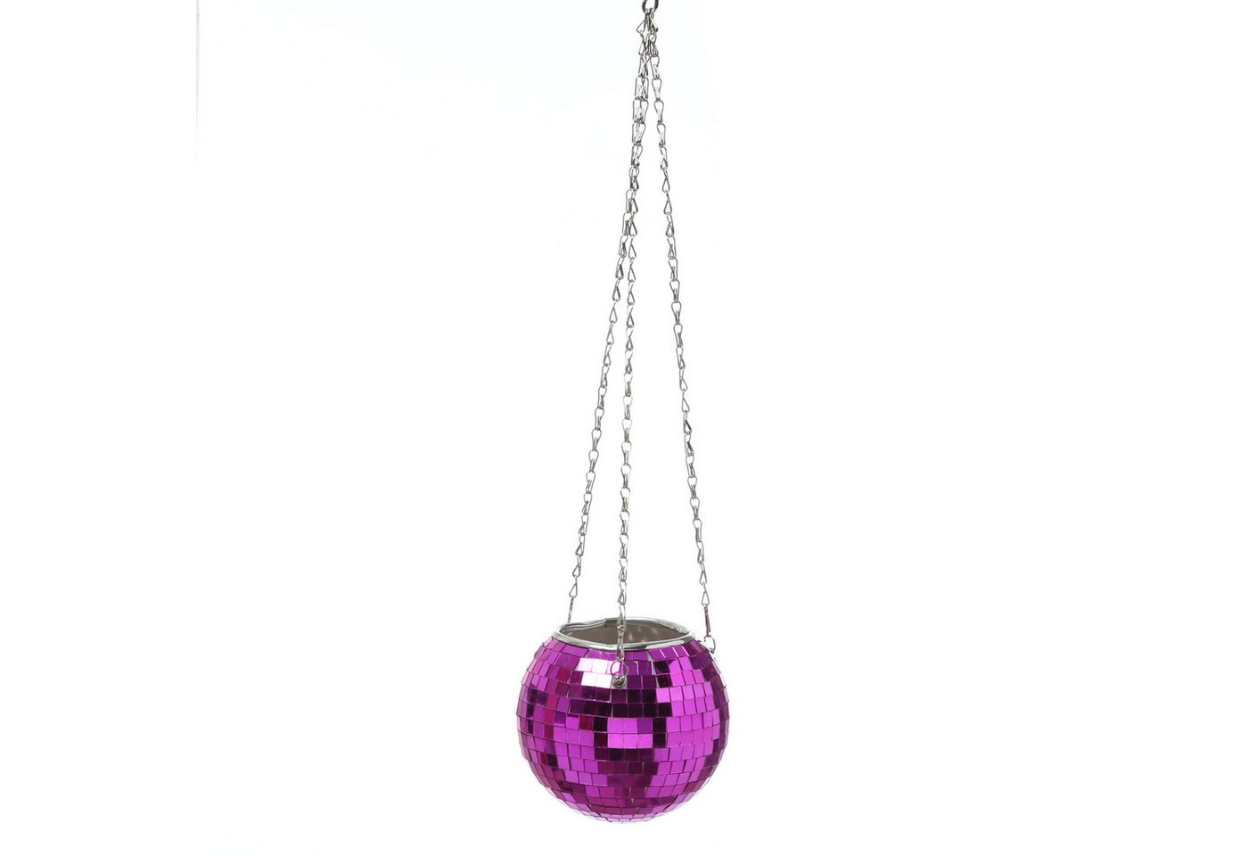 SATISFIRE Blumentopf Hängende Blumenampel Discokugel Spiegelkugel als Blumentopf 15cm pink