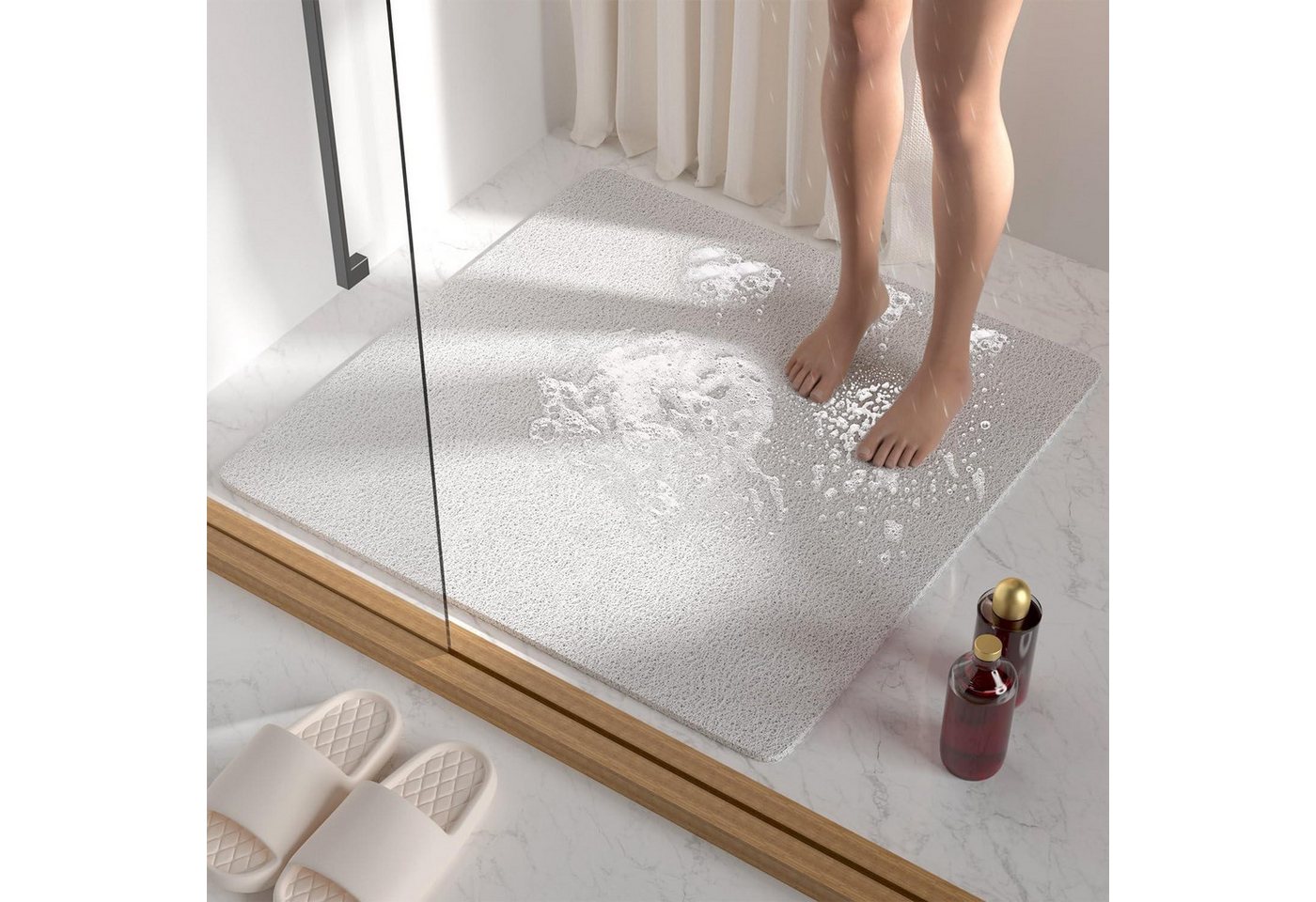 LuxusKollektion Duschmatte Duschmatte Badewannenmatte Weiß 68 x 68 cm (Quadratisch) Bild 5