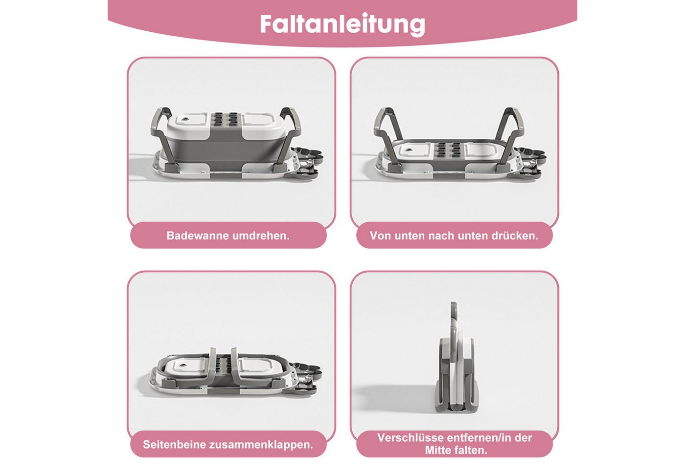 AIMAX Babybadewanne Faltbar Baby Badewanne mit Rutschfestem Badekissen & Badethermometer, (PP&TPE Babywanne XXL mit Rutschfester Matte, Baby Badewannensitz, 1-tlg), Baby Bathtub für 0-3 Jahre Neugeborene Geschenk für Mädchen & Jungen Bild 2