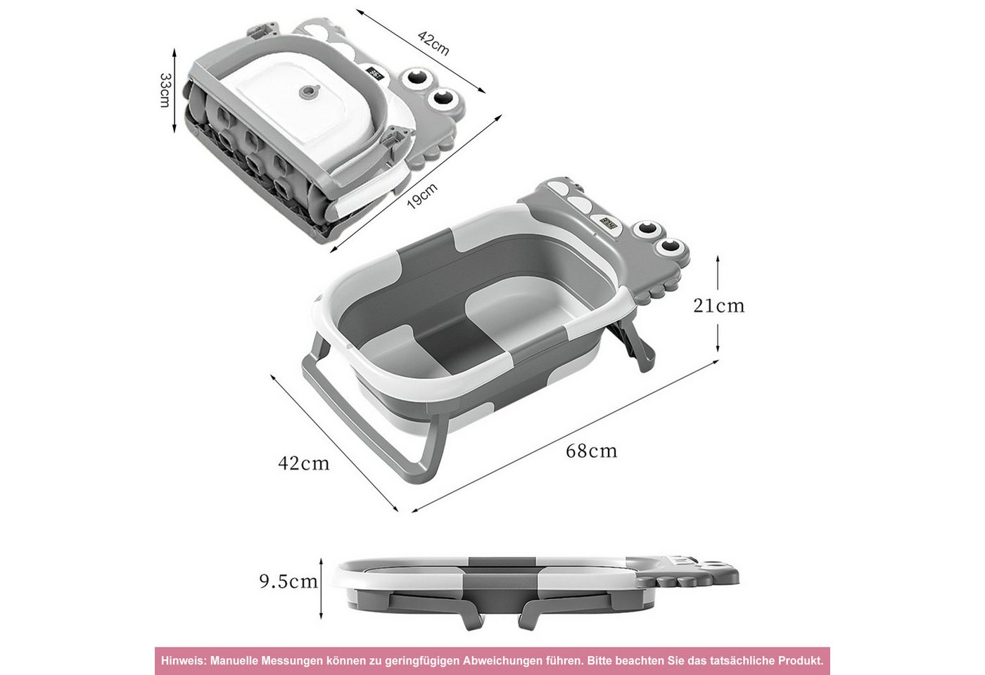 AIMAX Babybadewanne Faltbar Baby Badewanne mit Rutschfestem Badekissen & Badethermometer, (PP&TPE Babywanne XXL mit Rutschfester Matte, Baby Badewannensitz, 1-tlg), Baby Bathtub für 0-3 Jahre Neugeborene Geschenk für Mädchen & Jungen Bild 3