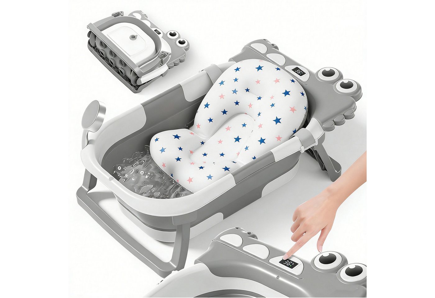 AIMAX Babybadewanne Faltbar Baby Badewanne mit Rutschfestem Badekissen & Badethermometer, (PP&TPE Babywanne XXL mit Rutschfester Matte, Baby Badewannensitz, 1-tlg), Baby Bathtub für 0-3 Jahre Neugeborene Geschenk für Mädchen & Jungen Bild 4