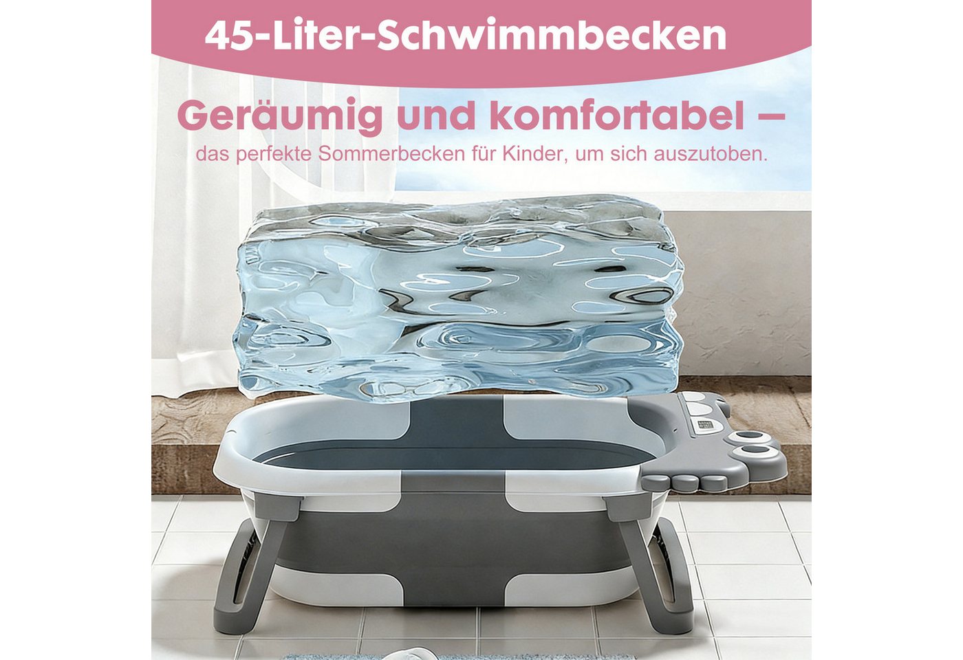 AIMAX Babybadewanne Faltbar Baby Badewanne mit Rutschfestem Badekissen & Badethermometer, (PP&TPE Babywanne XXL mit Rutschfester Matte, Baby Badewannensitz, 1-tlg), Baby Bathtub für 0-3 Jahre Neugeborene Geschenk für Mädchen & Jungen Bild 5