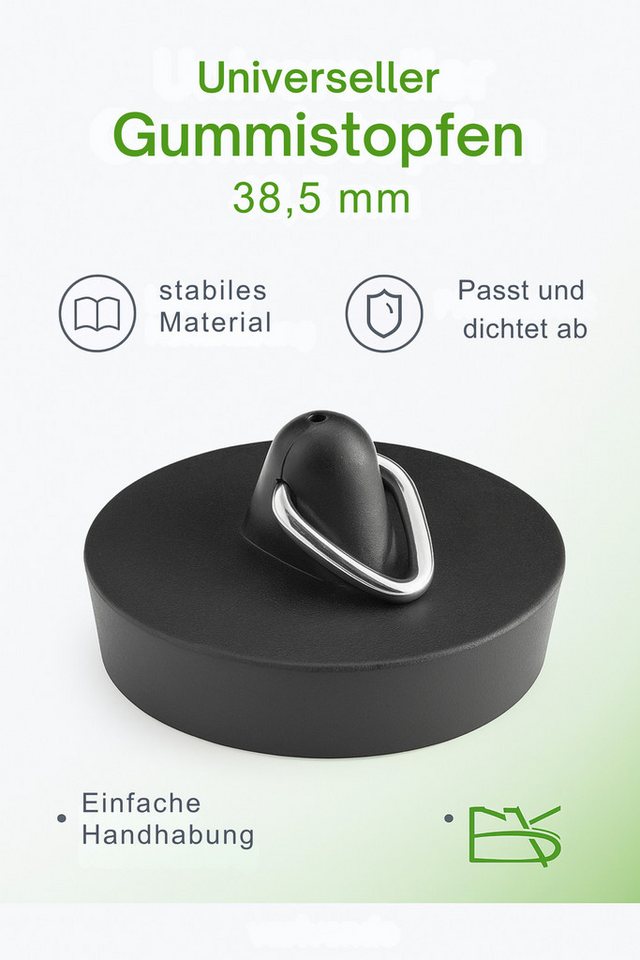 varivendo Waschbeckenstöpsel 2er Set Abflussstöpsel 38,5 mm Universal Schwarz, Ø 0 cm Bild 3