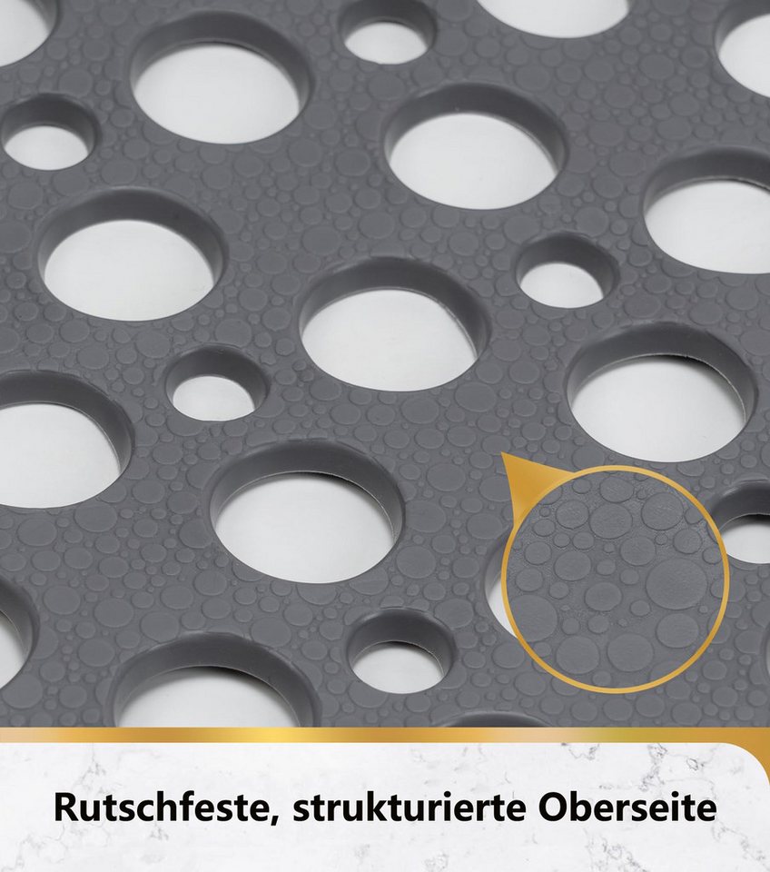 Agger Duscheinlage Quadratische Duschmatte rutschfest, 53 x 53 cm Badewannenmatte, L: 53 cm, Antirutschmatte Dusche mit Saugnäpfen und Abflusslöchern