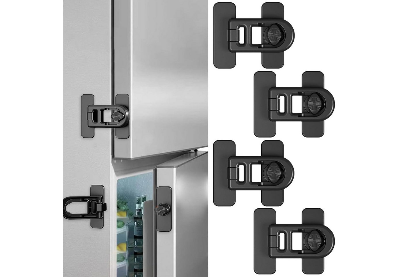 FELIXLEO Kindersicherung 4St Kindersicherung Schrank Selbstklebend Schublade Tür Schwarz. Bild 4