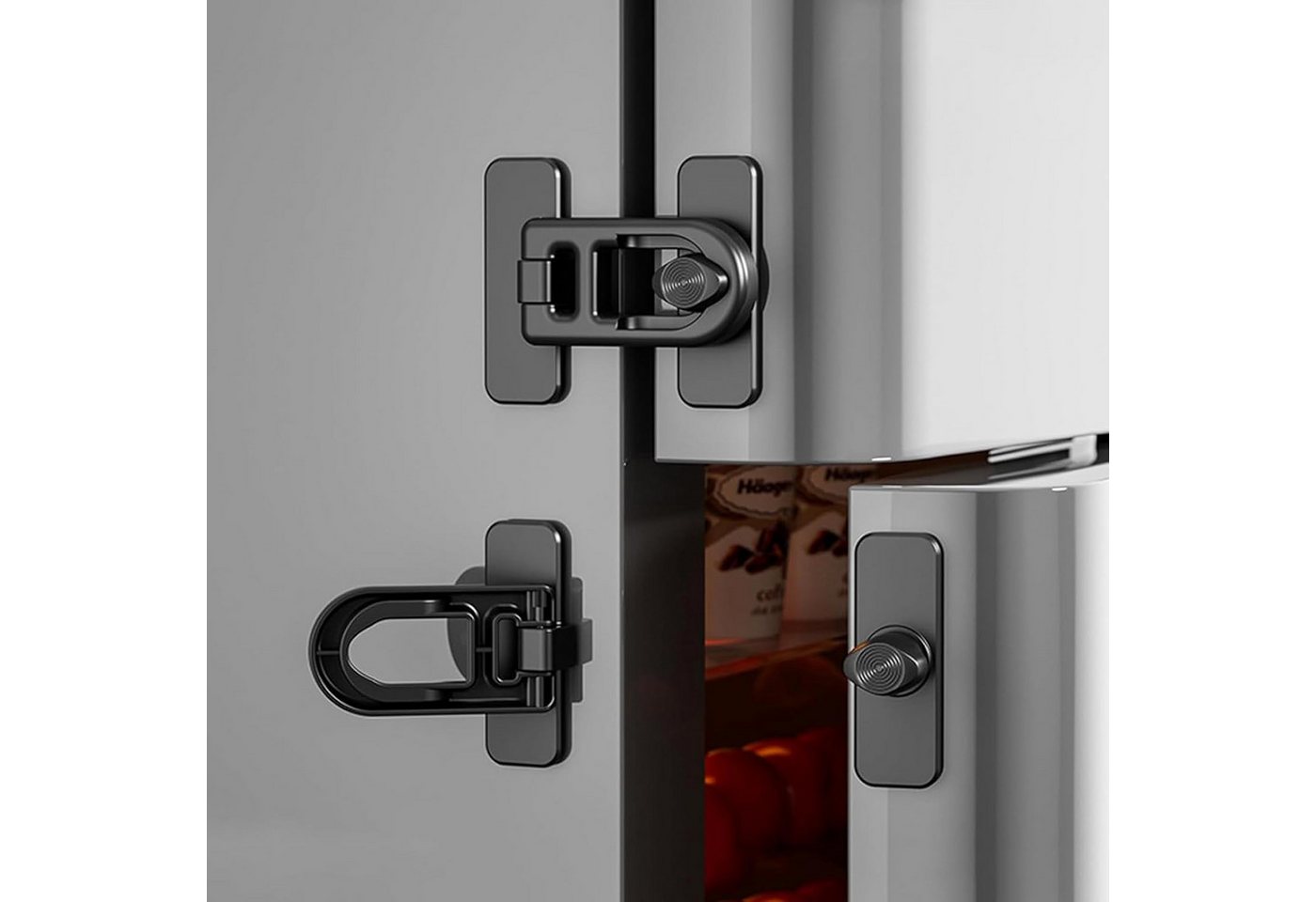 FELIXLEO Kindersicherung 4St Kindersicherung Schrank Selbstklebend Schublade Tür Schwarz. Bild 5