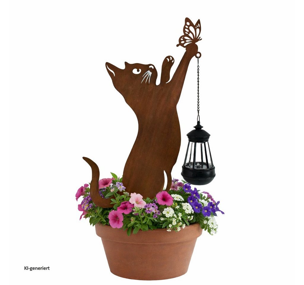 HTI-Living Gartenfigur Gartenstecker Katze Metall Rostoptik mit Lampe dekorative Gartendeko, (1 Stück, 1 Gartenstecker ohne Dekoration) Bild 3