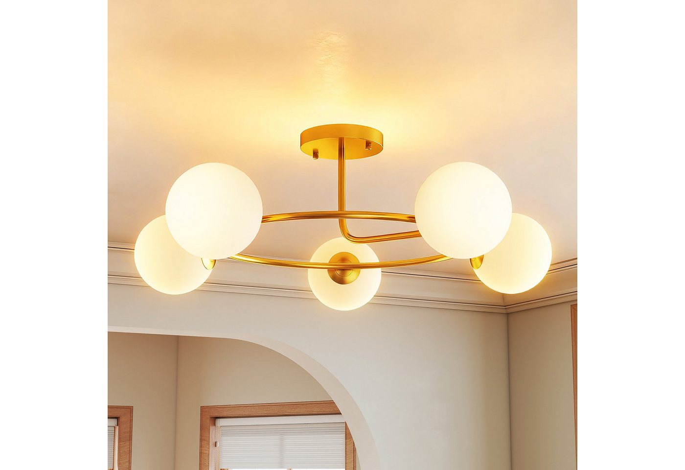 HOMCOM Deckenleuchte Deckenlampe mit 5 G9-Fassungen, ohne Leuchtmittel, 5-flammig, G9-Fassung, Ringdesign Bild 2