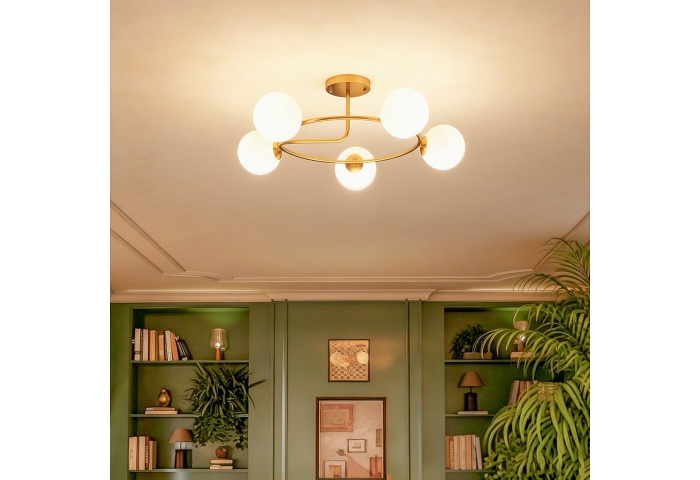 HOMCOM Deckenleuchte Deckenlampe mit 5 G9-Fassungen, ohne Leuchtmittel, 5-flammig, G9-Fassung, Ringdesign Bild 5