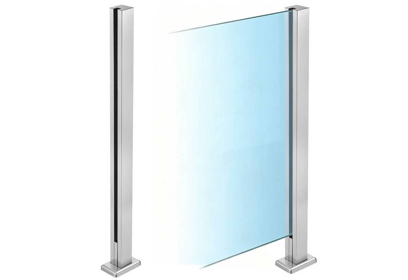 BlingBin Zaunpfosten Glasgeländerpfosten aus Edelstahl 304,Geländerpfosten mit Gebürstet, (1 Stück, 1-St., Einzel Schlitz, 85cm Höhe), Glasgeländer pfosten für 10-12mm Glas Mit Slots & Base Bild 4