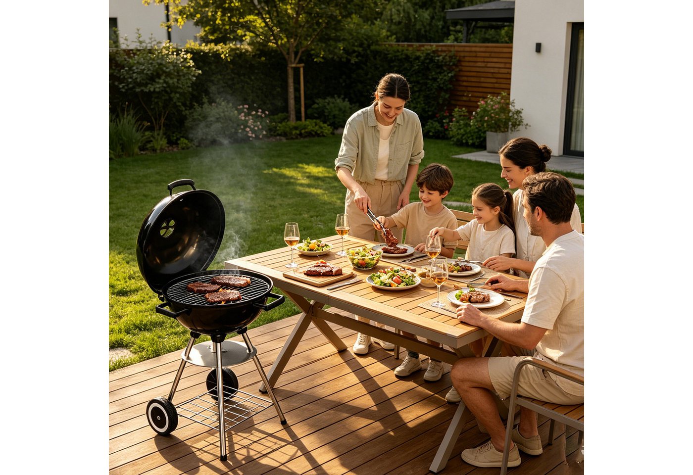 LQWELL Grillrost Barbecue Trolley Grillwagen mit Deckel (Standgrill), für alle, die gerne Familie, Freunde und BBQ-Partys Bild 4