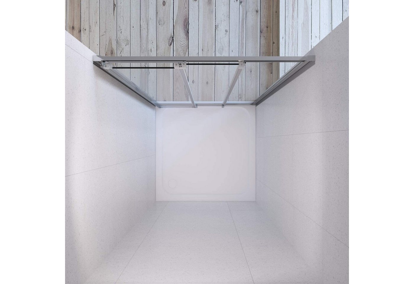 AQUALAVOS Dusch-Schiebetür Duschabtrennung Schiebetür 3 teilig Gleittür Nischentür Glas Duschwand, 85x195 cm, 6 mm Sicherheitsglas Klarglas mit Nano Beschichtung, Integrierter Griff, Vollrahmung für hohe Stabilität und Dichtigkeit