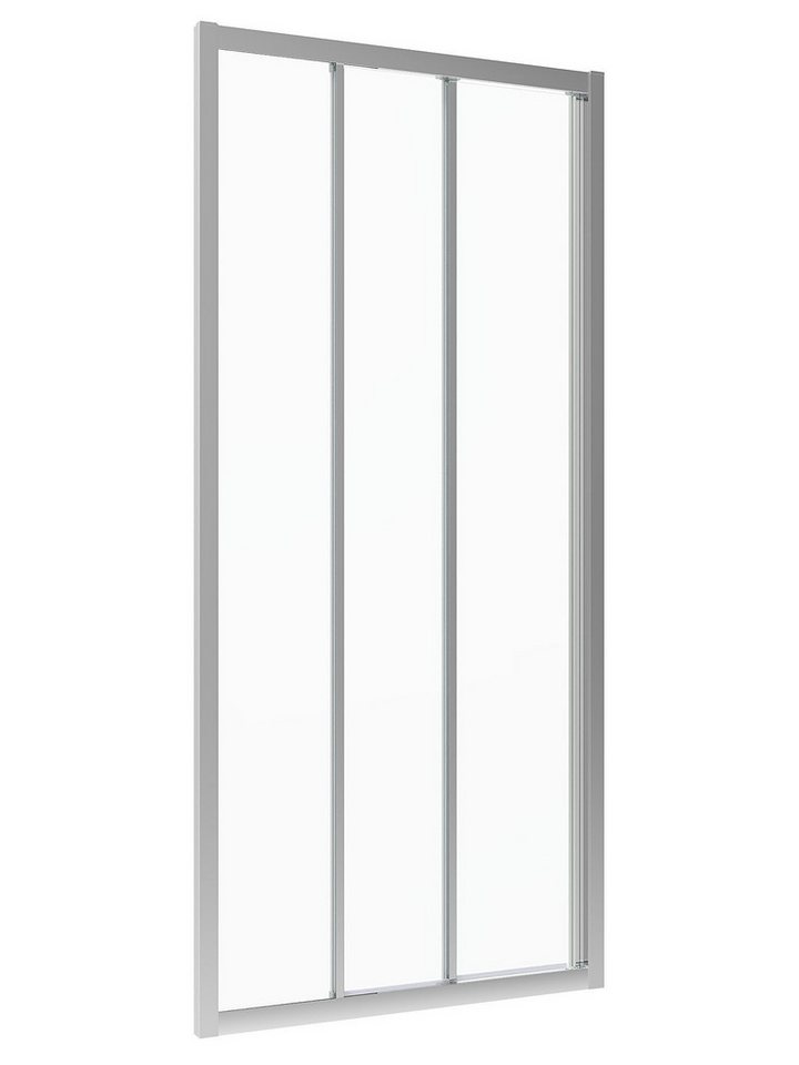 AQUALAVOS Dusch-Schiebetür Duschabtrennung Schiebetür 3 teilig Gleittür Nischentür Glas Duschwand, 85x195 cm, 6 mm Sicherheitsglas Klarglas mit Nano Beschichtung, Integrierter Griff, Vollrahmung für hohe Stabilität und Dichtigkeit Bild 3
