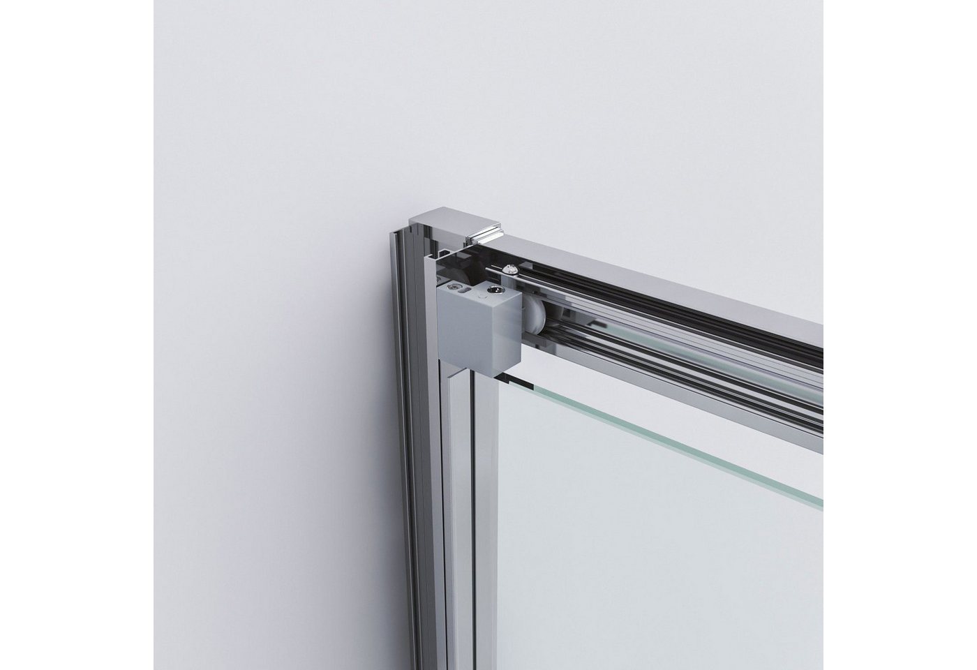 AQUALAVOS Dusch-Schiebetür Duschabtrennung Schiebetür 3 teilig Gleittür Nischentür Glas Duschwand, 85x195 cm, 6 mm Sicherheitsglas Klarglas mit Nano Beschichtung, Integrierter Griff, Vollrahmung für hohe Stabilität und Dichtigkeit Bild 5