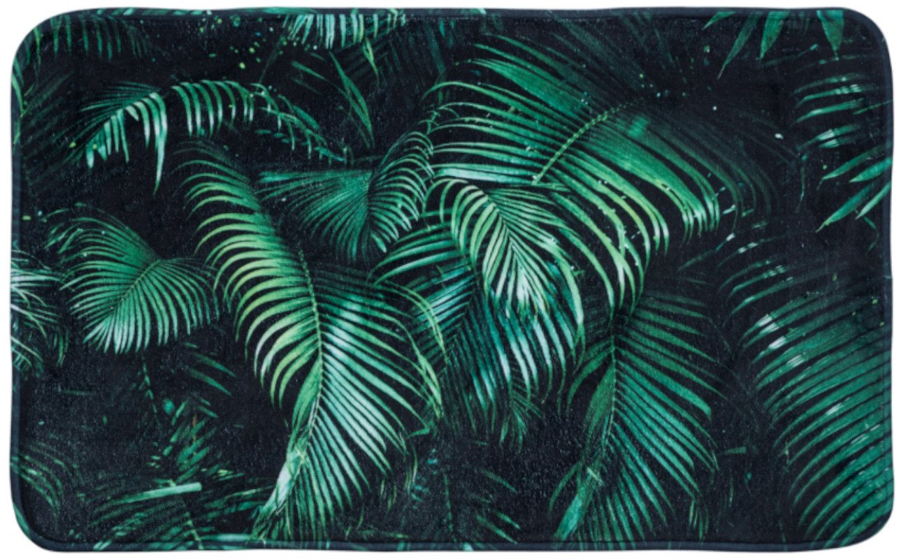 Sanilo Badaccessoire-Set 3-teilig Palmdream, WC-Sitz mit Absenkautomatik, Badteppich 70 x 110 cm, Waschbeckenstöpsel, 3 tlg., hochwertig & modern, universell, leichte Montage