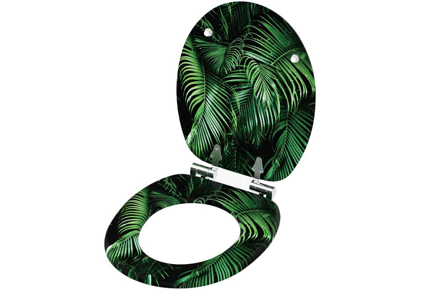 Sanilo Badaccessoire-Set 3-teilig Palmdream, WC-Sitz mit Absenkautomatik, Badteppich 70 x 110 cm, Waschbeckenstöpsel, 3 tlg., hochwertig & modern, universell, leichte Montage Bild 4