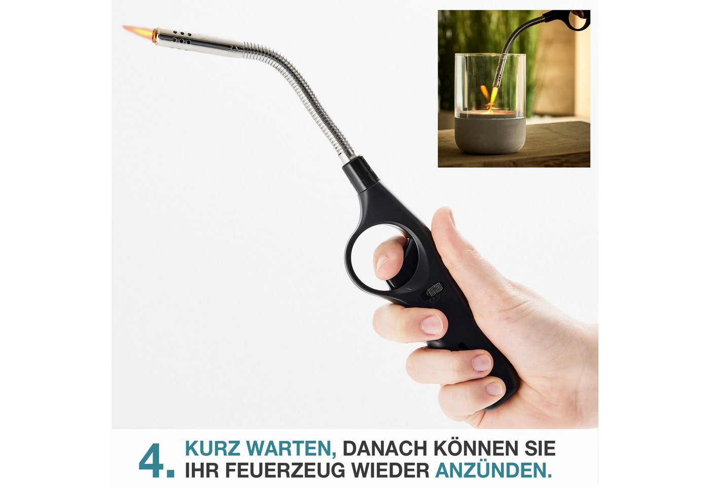 TOM Gas 100ml Feuerzeuggas 5er Set inklusive Adapter, Butangas, Nachfüllgas