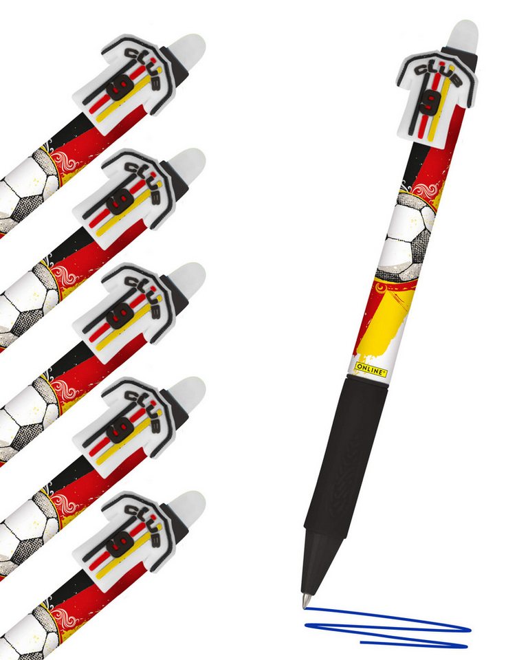 Online Pen Gelroller magiXX Fun Germany, Radierbare Gelschreiber, 6 Stück, radierbare Gelschreiber, im Deutschland-Fan-Design, Spar-Pack