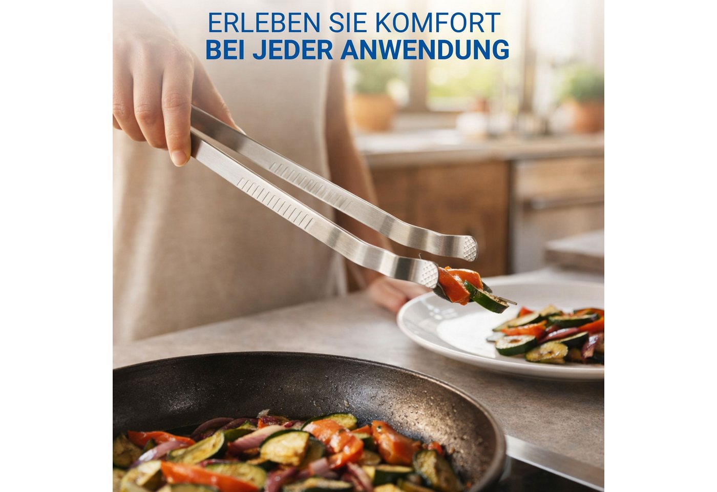 elasto Grillzange Grillzange aus Edelstahl 35 cm BBQ Grillzubehör