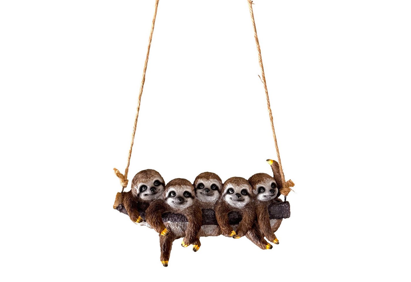 Online-Fuchs Gartenfigur für draußen - 5 Faultiere zum Aufhängen - Deko Figuren - 23 cm groß, (inklusive Bastseil), süße Gartendekoration für Bäume und Sträucher Bild 3