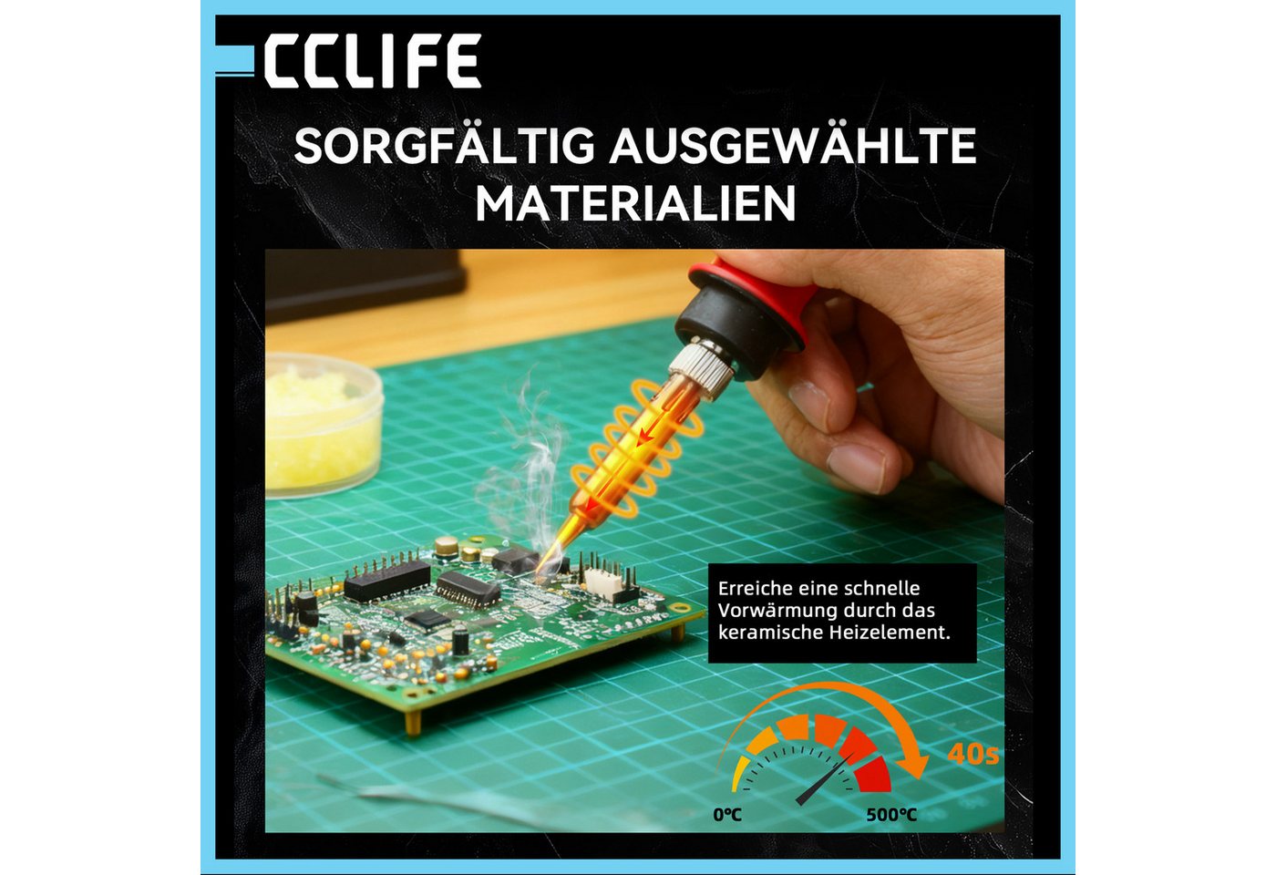 CCLIFE Lötpistole CCLIFE 60W Loetkolben mit LED Display 100 500 Grad Regelbar Netzkabel Bild 2