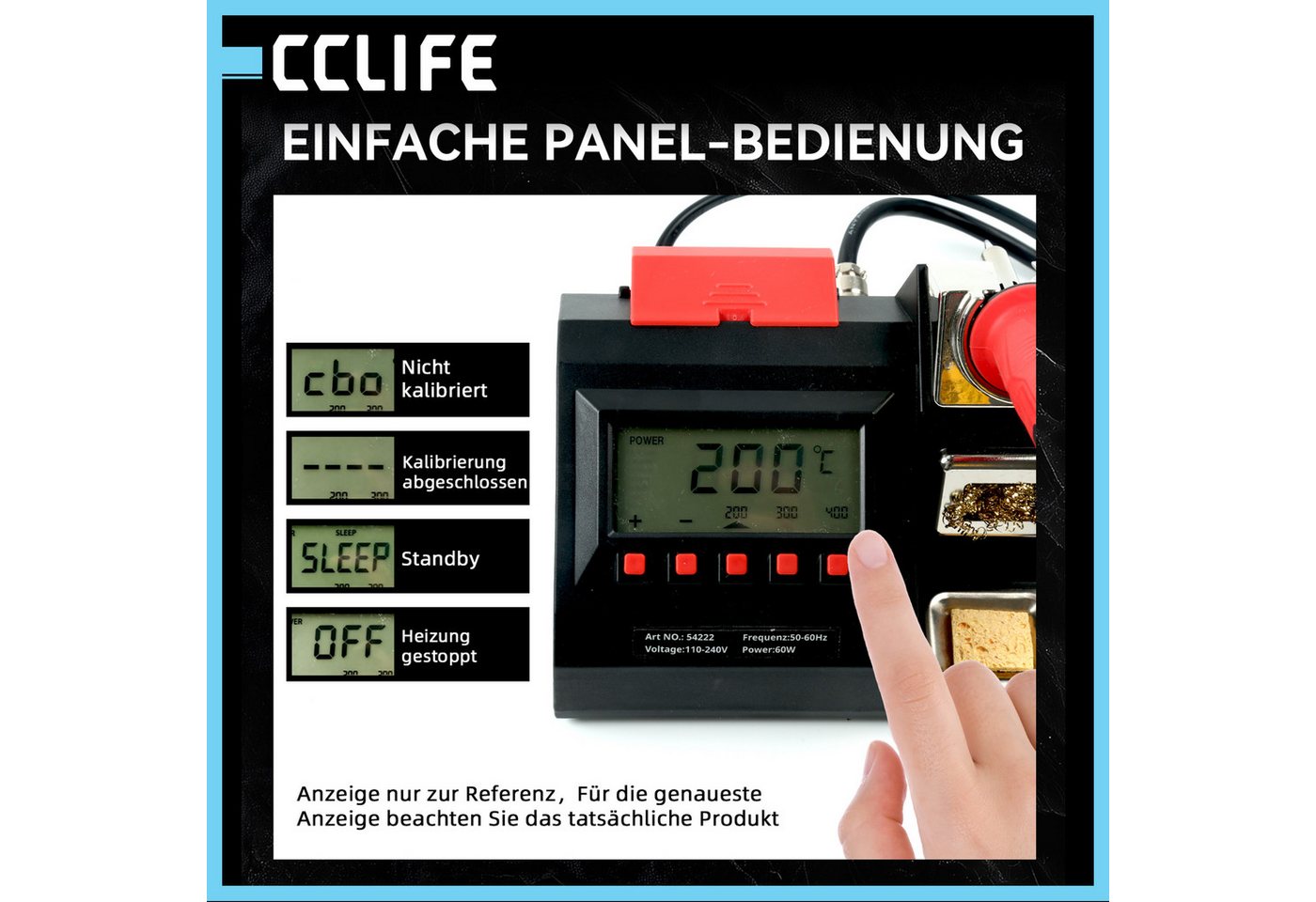 CCLIFE Lötpistole CCLIFE 60W Loetkolben mit LED Display 100 500 Grad Regelbar Netzkabel Bild 3