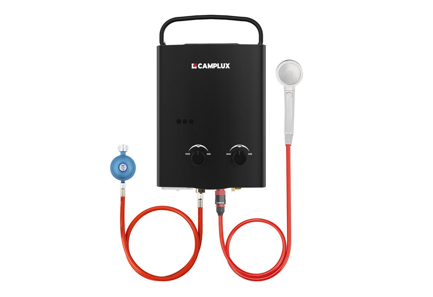 CAMPLUX Durchlauferhitzer AY132B-DE Campingdusche, min. 10 °C, max. 65 °C, LPG Durchlauferhitzer 5L 10 kW Warmwasserbereiter 50 mbar