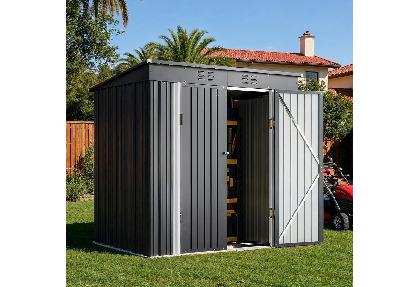 Bealife Gartenhaus Robuster Metall-Gartengeräteschuppen 195 x 131 x 181 cm Bild 3