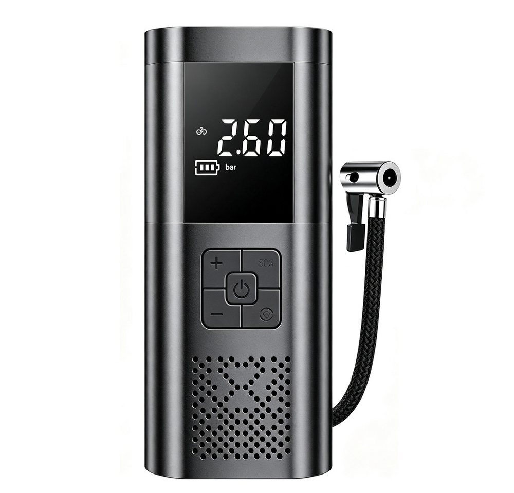 TWUFY Akku-Handkompressor Elektrische Luftpumpe 150 PSI Digital 2000mAh mit LED-Licht, für Auto, Fahrrad und mehr, 1-tlg., Tragbare Luftpumpe mit Zubehör und LED-Licht, vielseitig einsetzbar, Automatische Abschaltung bei voreingestelltem Druckwert Bild 4