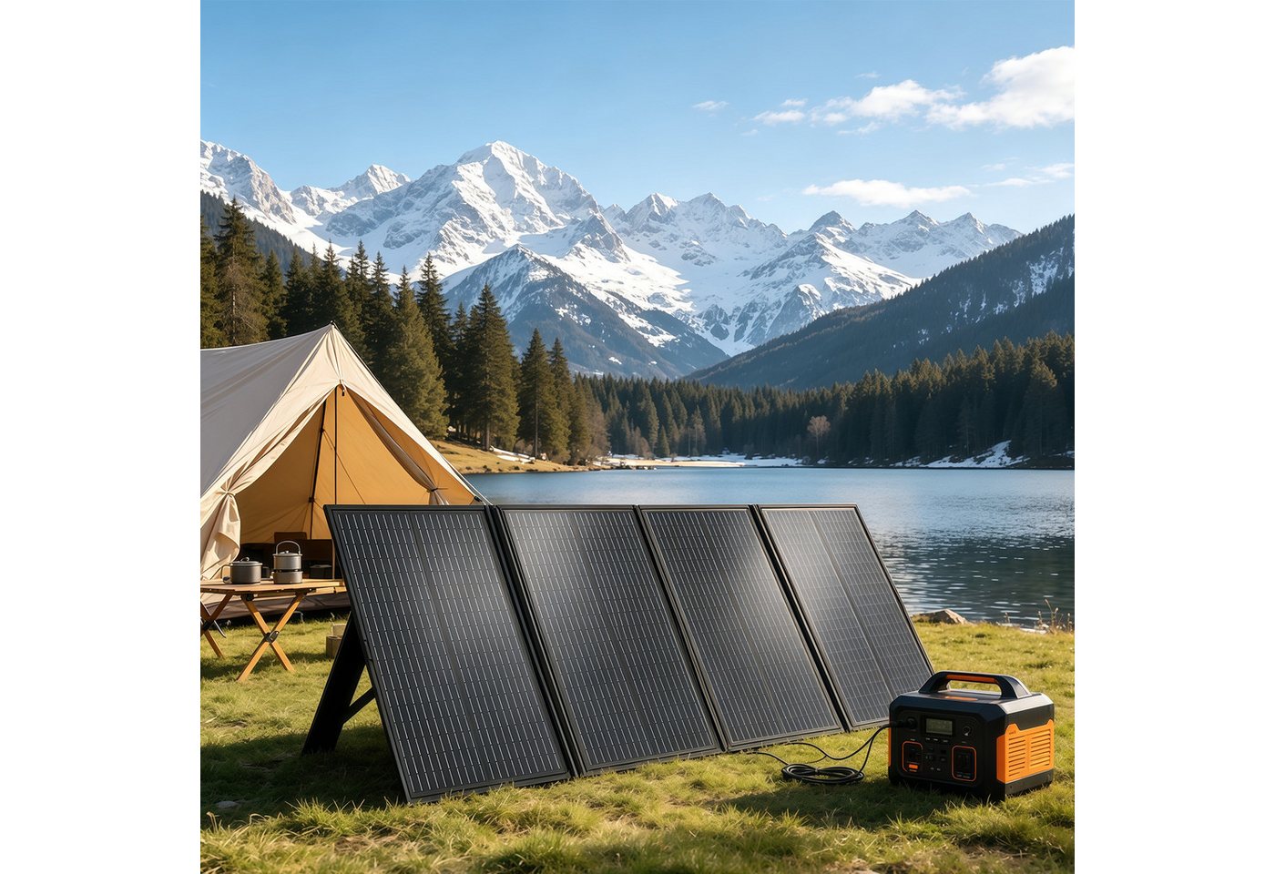 GLIESE Solarmodul 400W 36V faltbares Solarpanel Monokristallin mit 4-in-1 Kabel, Tragbares Solarpanel 4-fach, für Wohnmobil, Boot, Camping Bild 3