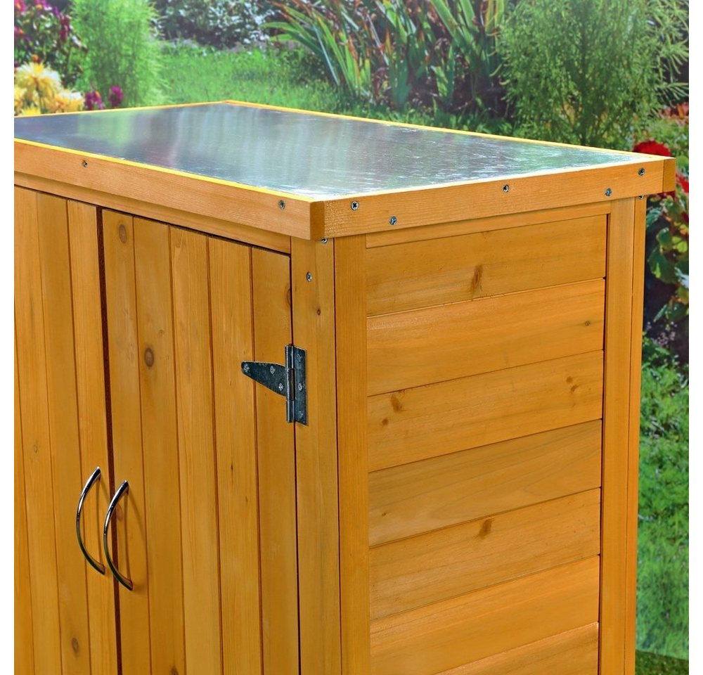 Melko Garten-Geräteschrank Gartenschrank kompakt aus Holz 75x40 cm für geschützte Außenbereiche, BxT: 75x40 cm, (Einzelartikel), Kompakte Bauweise mit mehreren Ablagefächern Bild 2