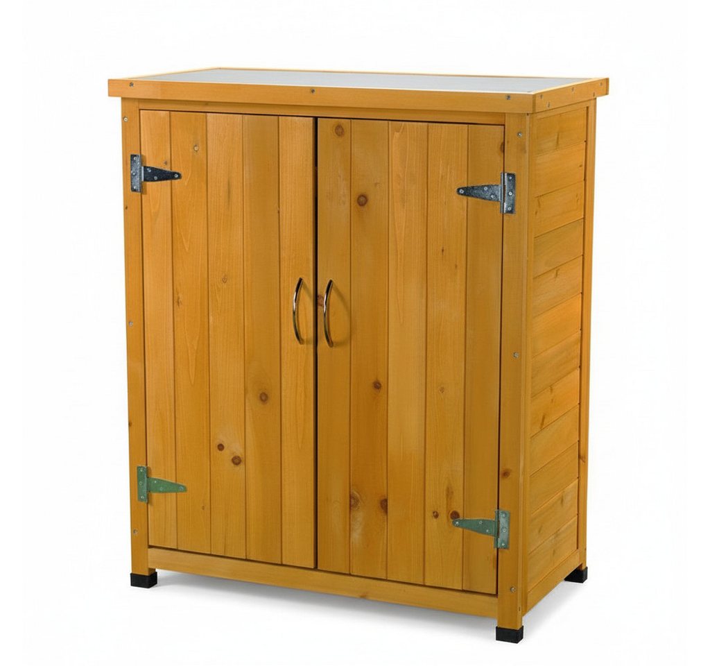 Melko Garten-Geräteschrank Gartenschrank kompakt aus Holz 75x40 cm für geschützte Außenbereiche, BxT: 75x40 cm, (Einzelartikel), Kompakte Bauweise mit mehreren Ablagefächern Bild 4